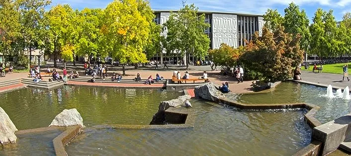 The University of Victoria campus ringed by Garry oak woodland near the ocean